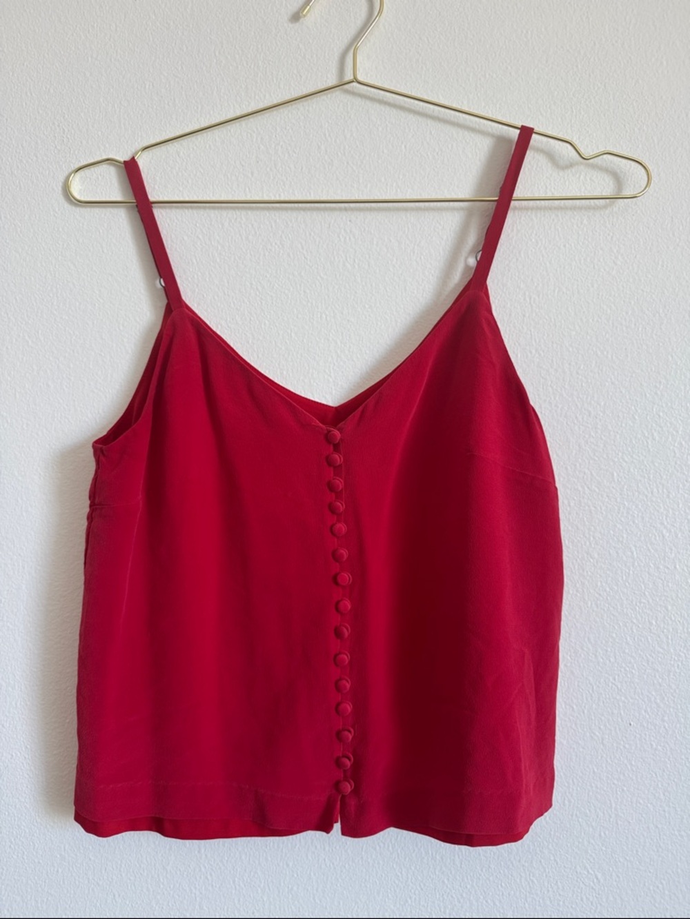 Madewell Red Button-Front Spaghetti-Strap Camisole Top